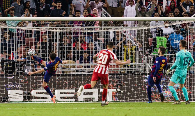 Gol en un Barcelona vs Atlético de Madrid