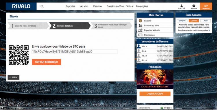 Proceso de depósito con Bitcoin