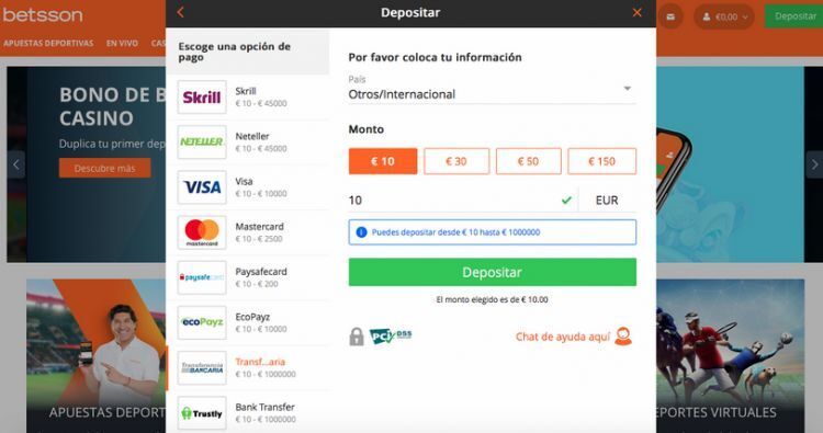 Depositar con transferencia bancaria